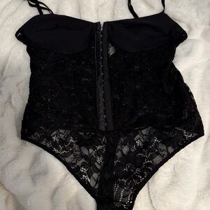 FP Movement by Free People Black Lace Bodysuit